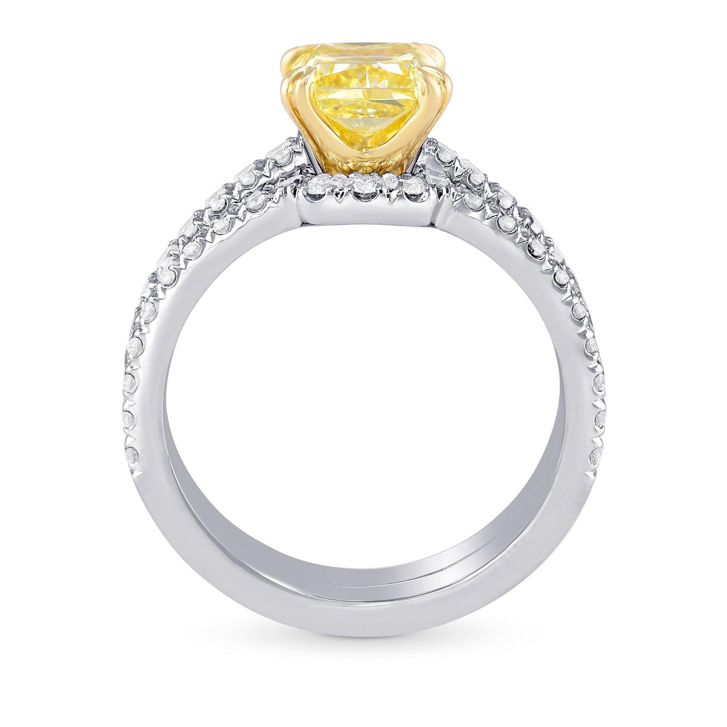 Fancy Yellow Radiant Diamond Engagement & Wedding Ring Set