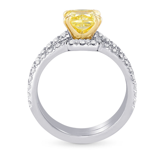 Fancy Yellow Radiant Diamond Engagement & Wedding Ring Set