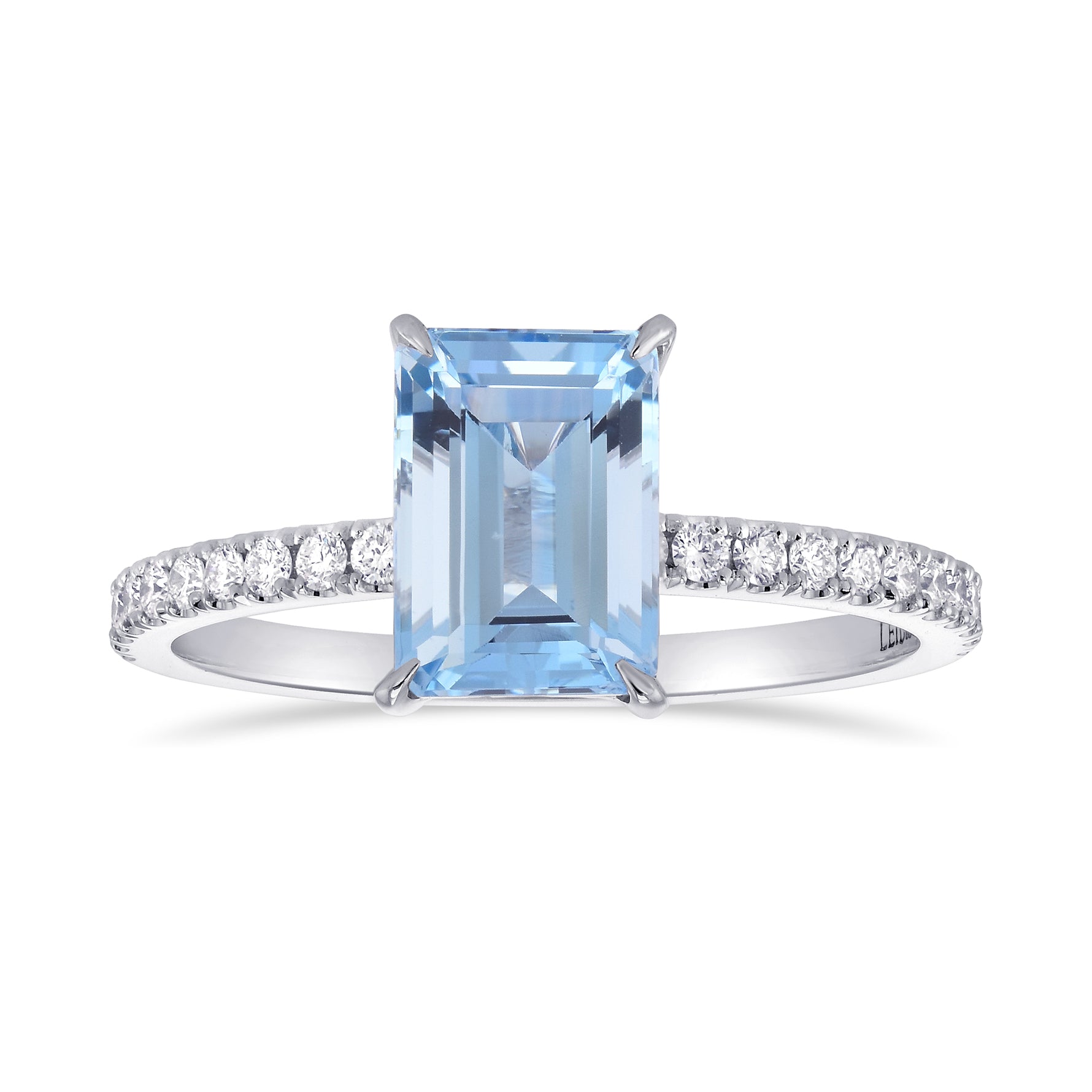 Aquamarine & Diamond Side Stone Ring