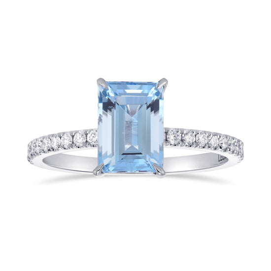 Aquamarine & Diamond Side Stone Ring