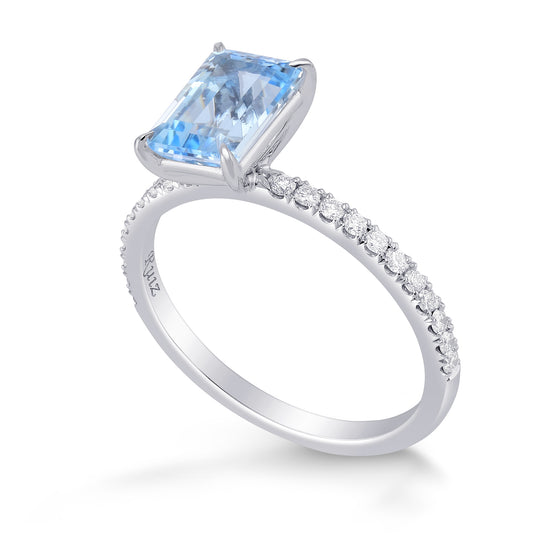 Aquamarine & Diamond Side Stone Ring