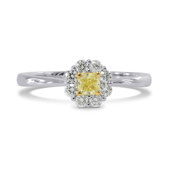 Fancy Yellow Radiant Diamond Halo Ring