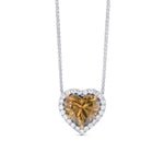 Fancy Dark Orangy Brown Heart Diamond Halo Pendant