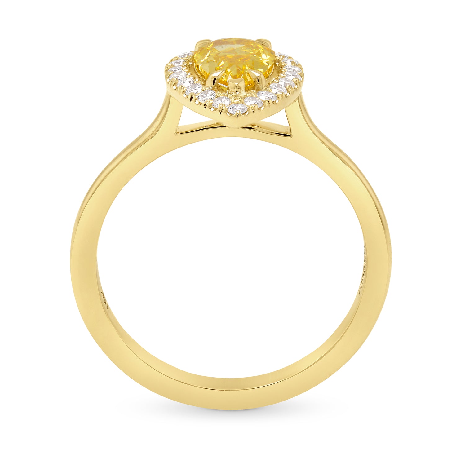 Fancy Intense Orange Yellow Pear Diamond Halo Ring