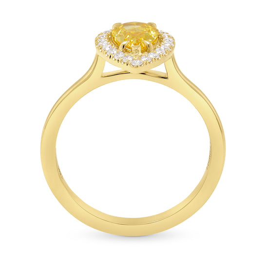 Fancy Intense Orange Yellow Pear Diamond Halo Ring