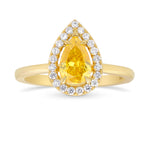 Fancy Intense Orange Yellow Pear Diamond Halo Ring