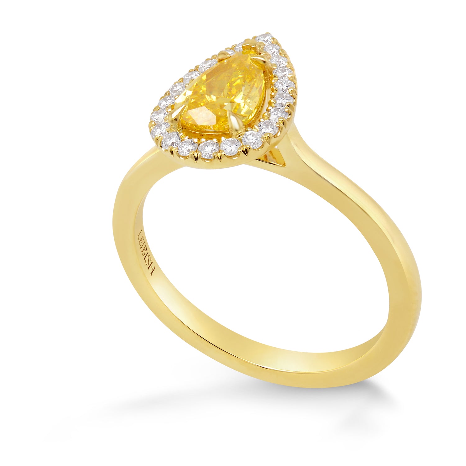 Fancy Intense Orange Yellow Pear Diamond Halo Ring