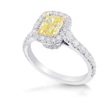 Fancy Yellow Cushion Diamond Halo Ring
