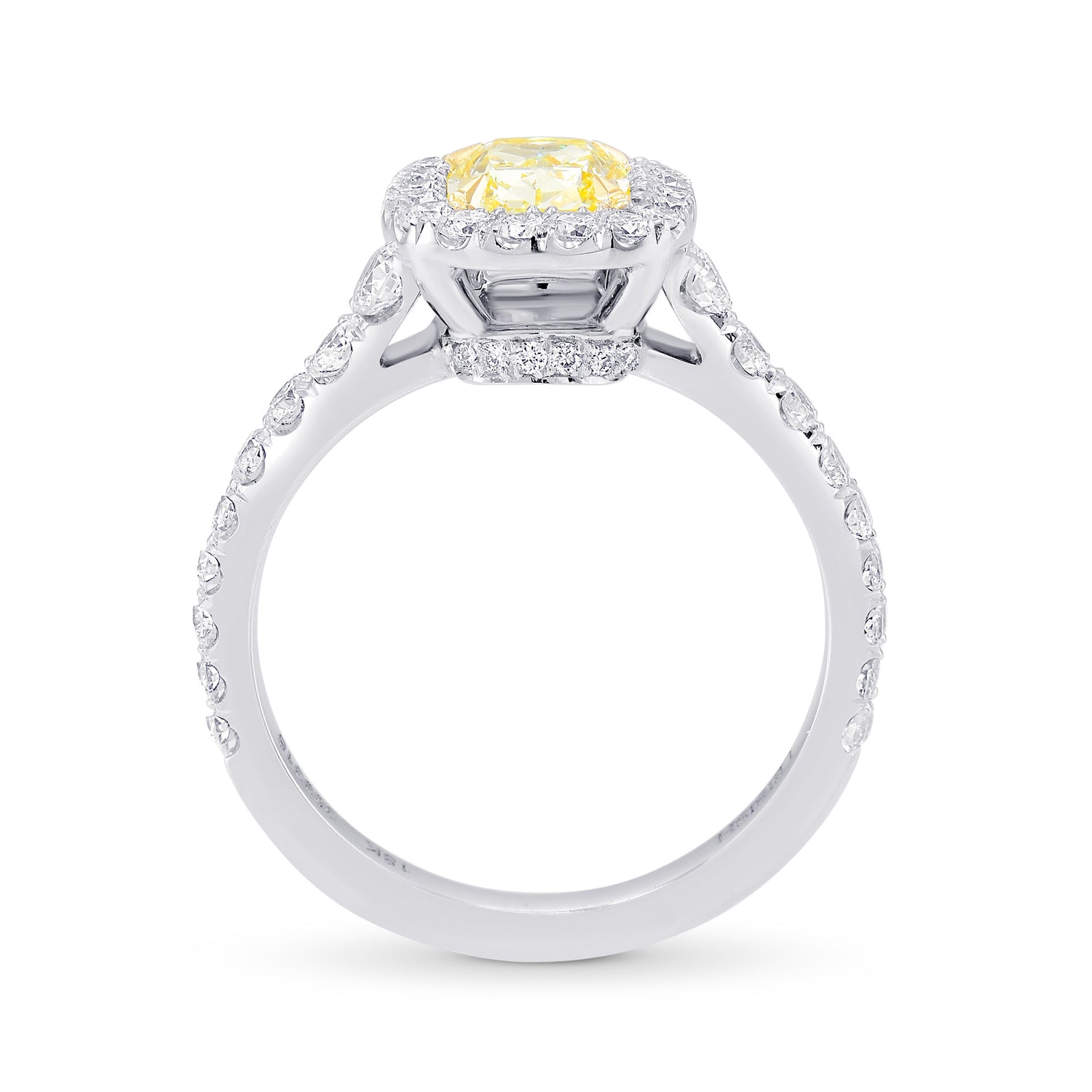 Fancy Yellow Cushion Diamond Halo Ring