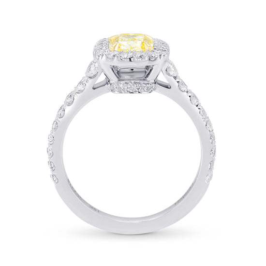 Fancy Yellow Cushion Diamond Halo Ring