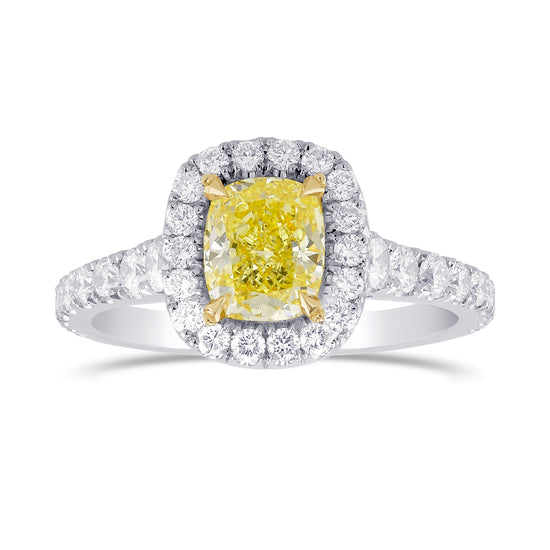 Fancy Yellow Cushion Diamond Halo Ring