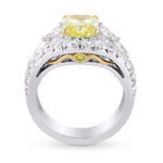 Fancy Intense Yellow Radiant & Triangle Halo Diamond Ring 