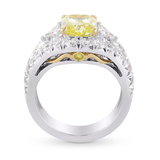 Fancy Intense Yellow Radiant & Triangle Halo Diamond Ring 