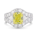 Fancy Intense Yellow Radiant & Triangle Halo Diamond Ring 