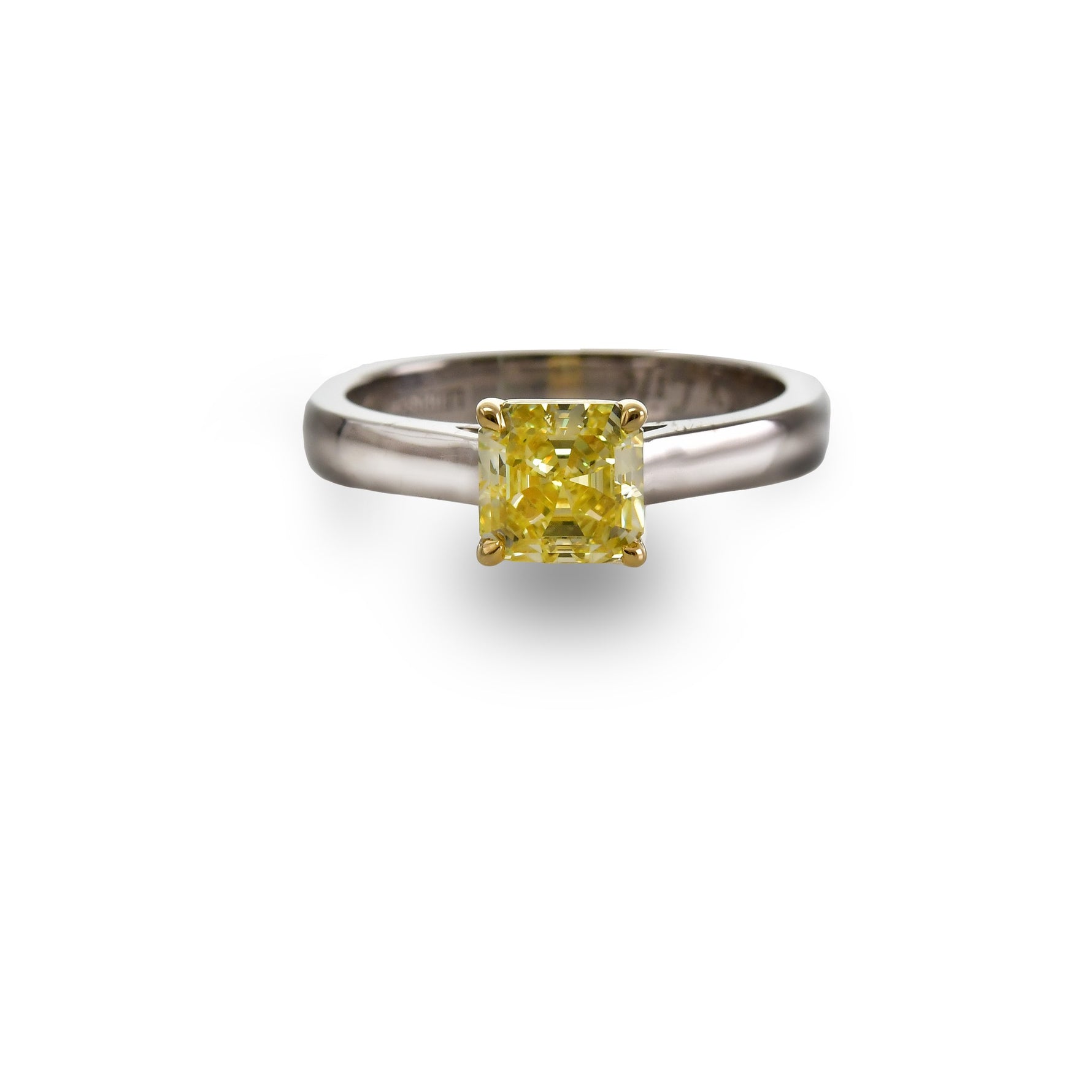 Fancy Intense Yellow Emerald Diamond, Solitaire Ring 