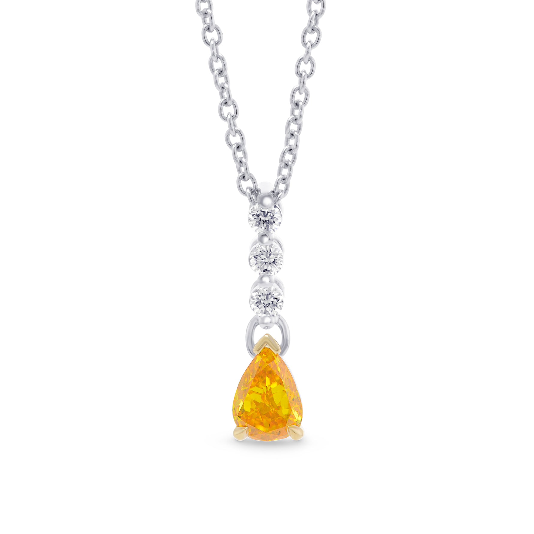 Fancy Vivid Yellowish Orange Pear Diamond Drop Pendant