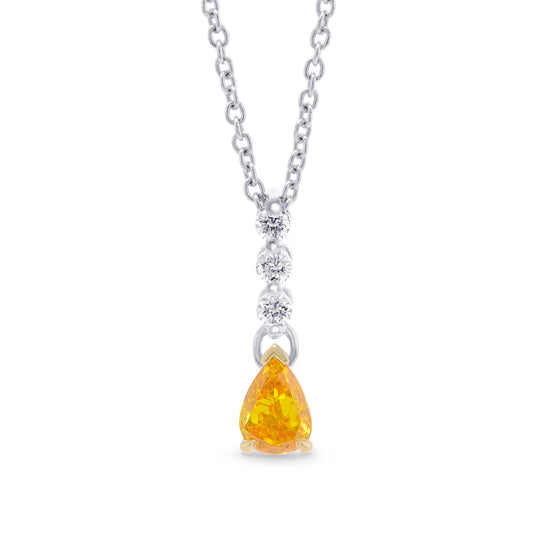 Fancy Vivid Yellowish Orange Pear Diamond Drop Pendant