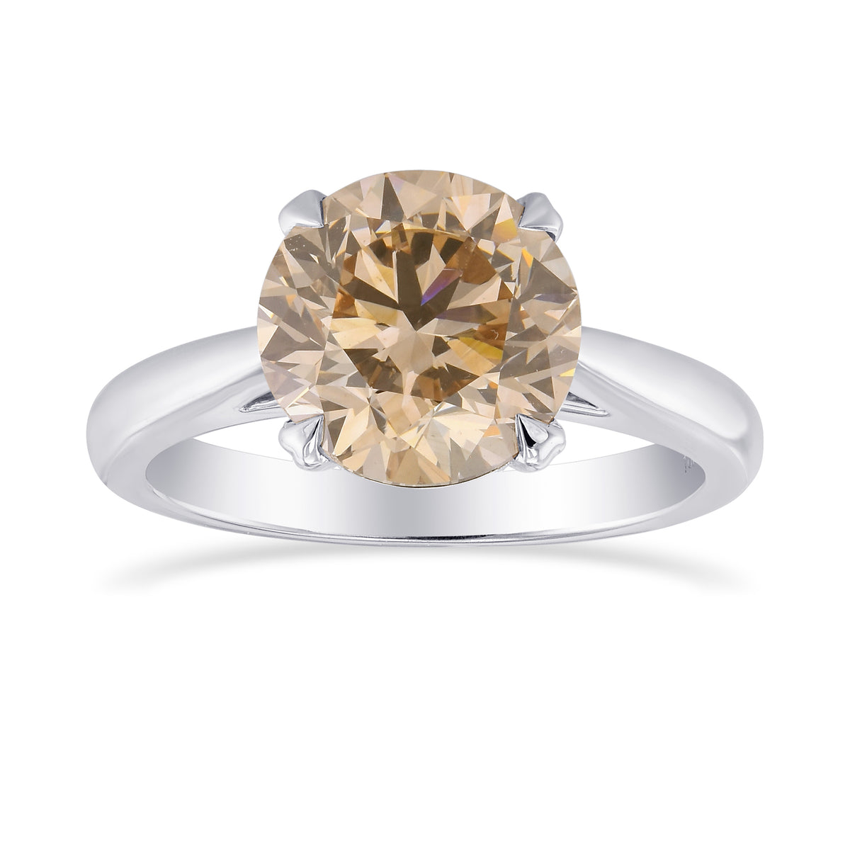 Fancy Light Yellowish Brown Round Diamond Solitaire Ring