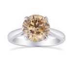 Fancy Light Yellowish Brown Round Diamond Solitaire Ring