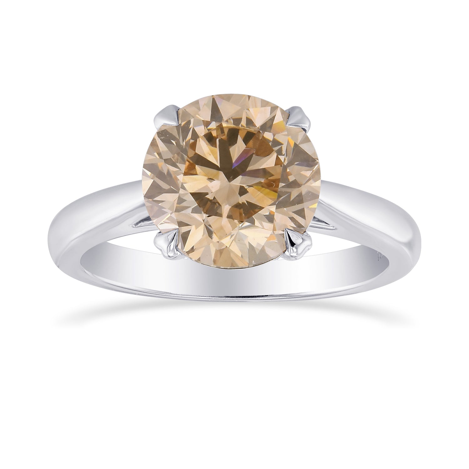 Fancy Light Yellowish Brown Round Diamond Solitaire Ring