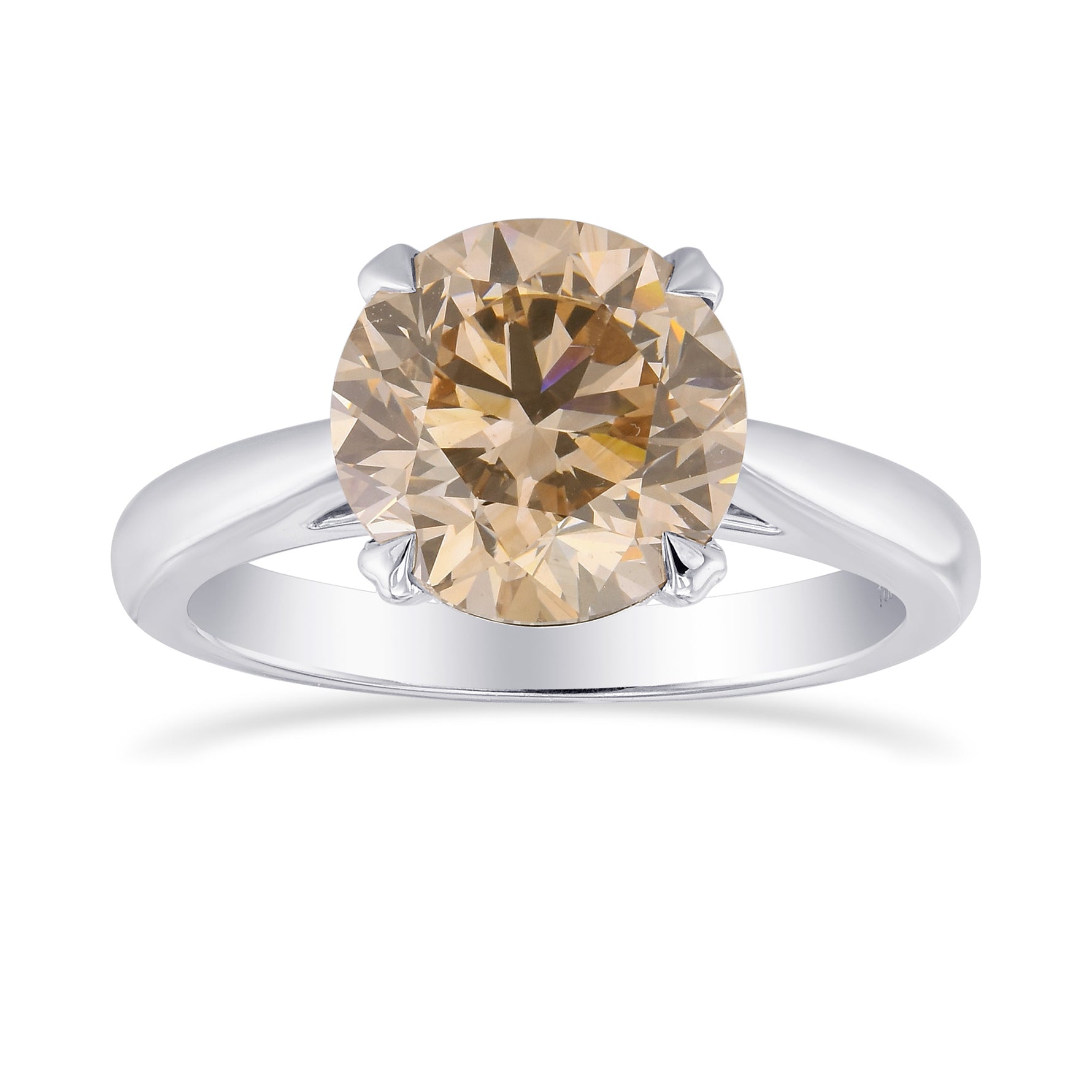 Fancy Light Yellowish Brown Round Diamond Solitaire Ring