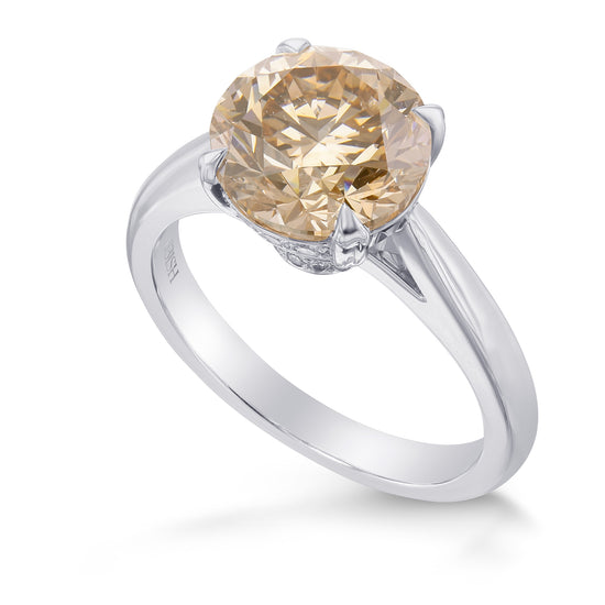 Fancy Light Yellowish Brown Round Diamond Solitaire Ring