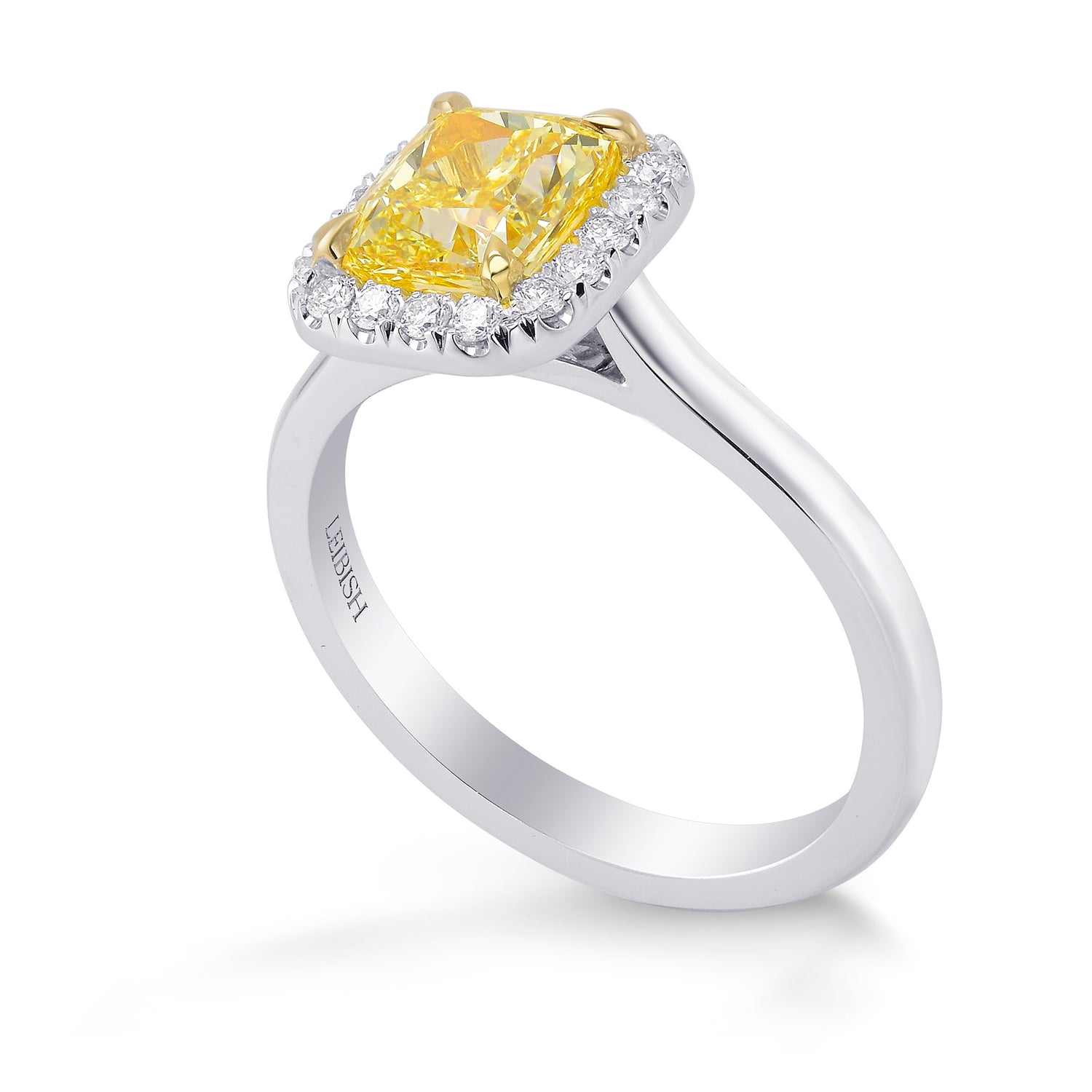 Fancy Intense Yellow Cushion Diamond Halo Ring