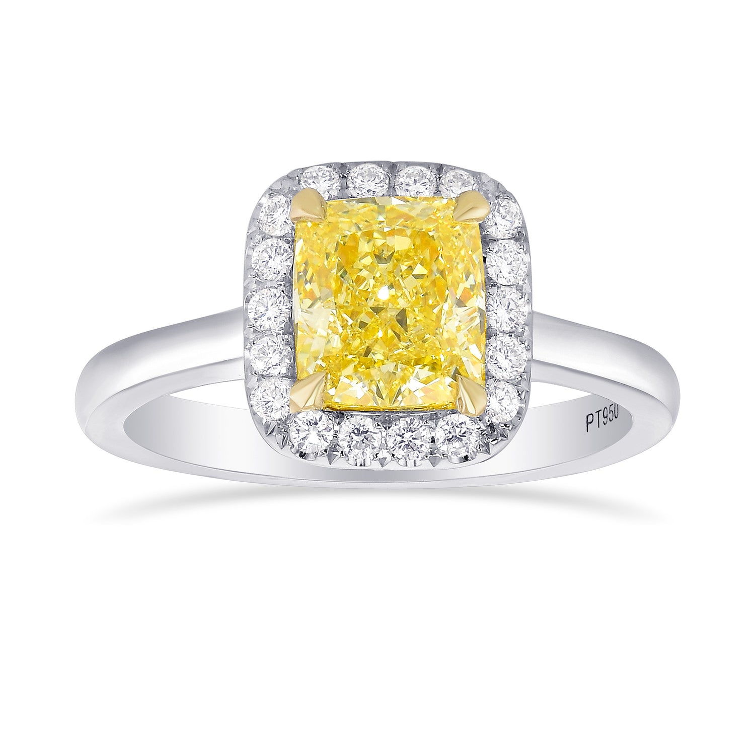 Fancy Intense Yellow Cushion Diamond Halo Ring