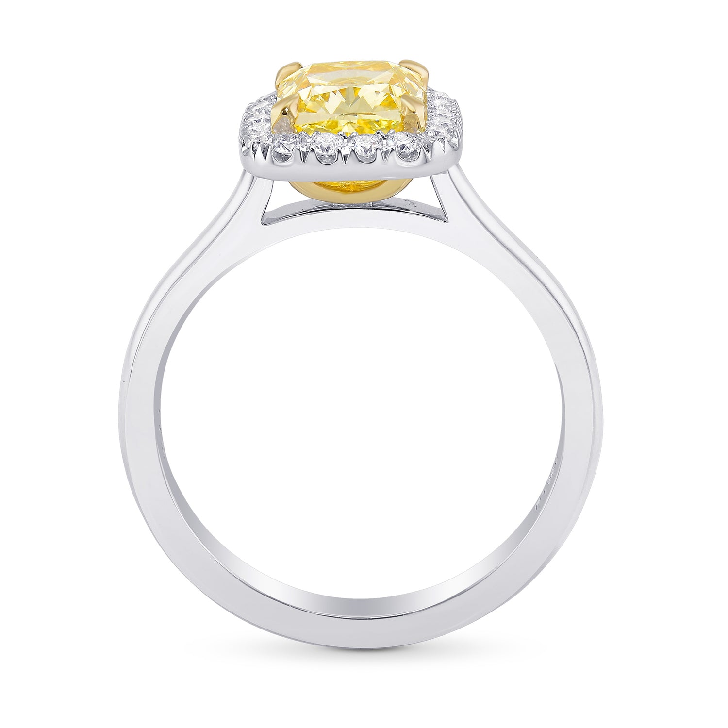 Fancy Intense Yellow Cushion Diamond Halo Ring