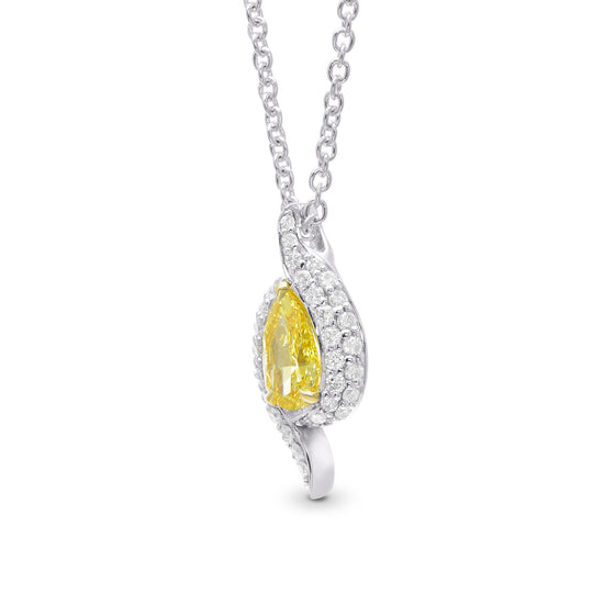 Fancy Vivid Yellow Pear Crossover Diamond Pendant