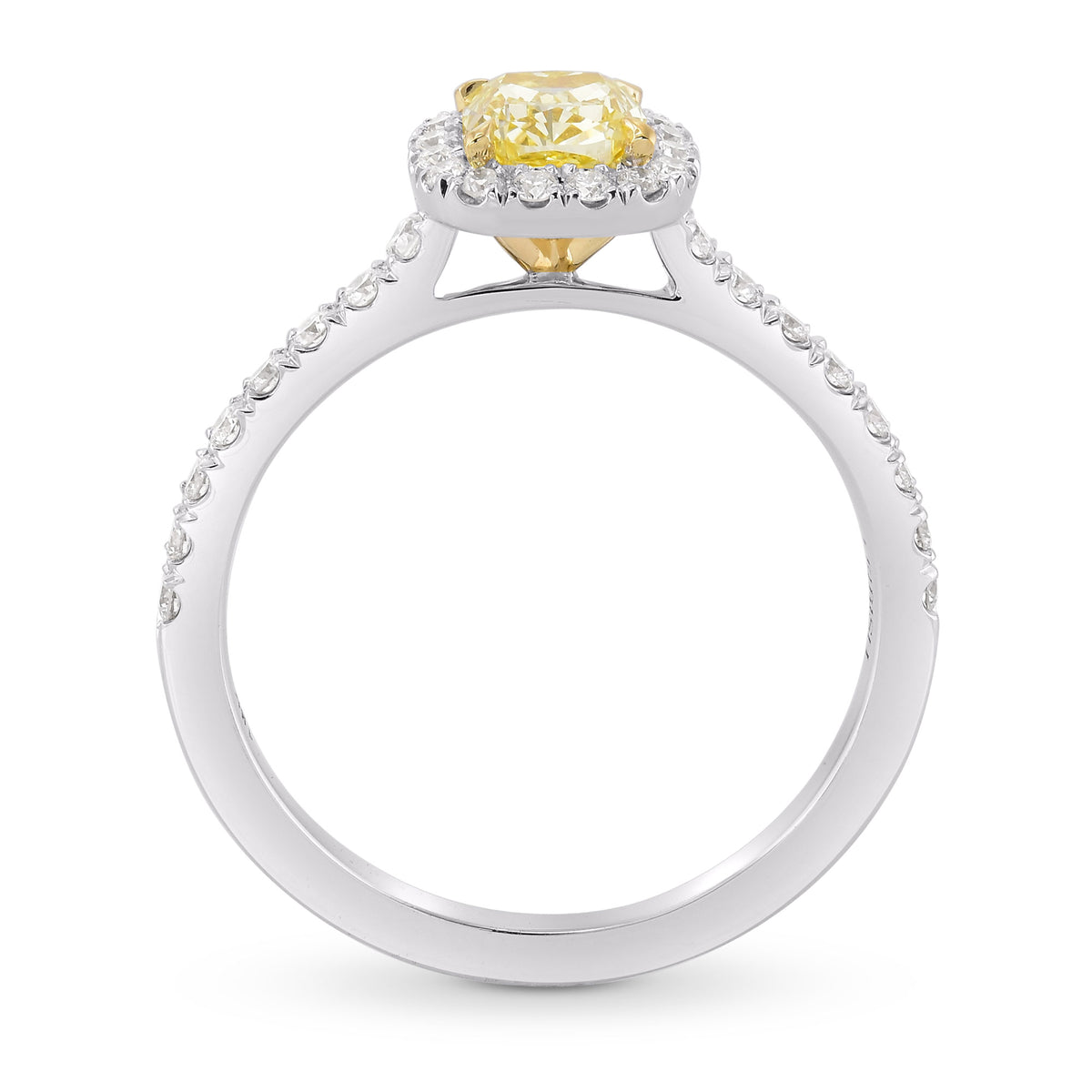 Fancy Intense Yellow Cushion Halo Ring