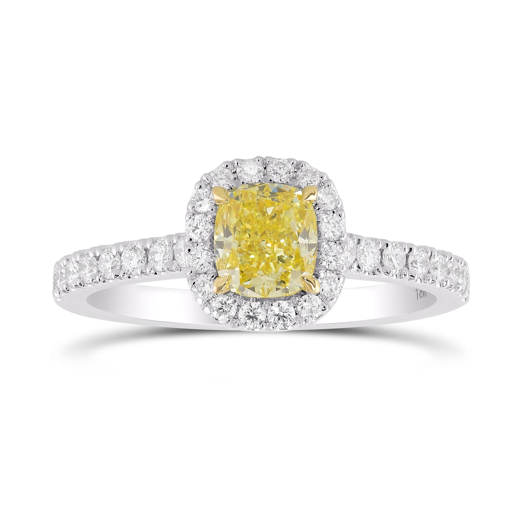 Fancy Intense Yellow Cushion Halo Ring