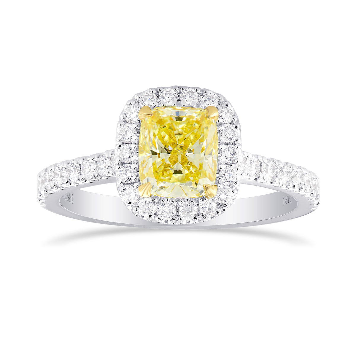 Fancy Yellow Cushion Diamond Halo Ring