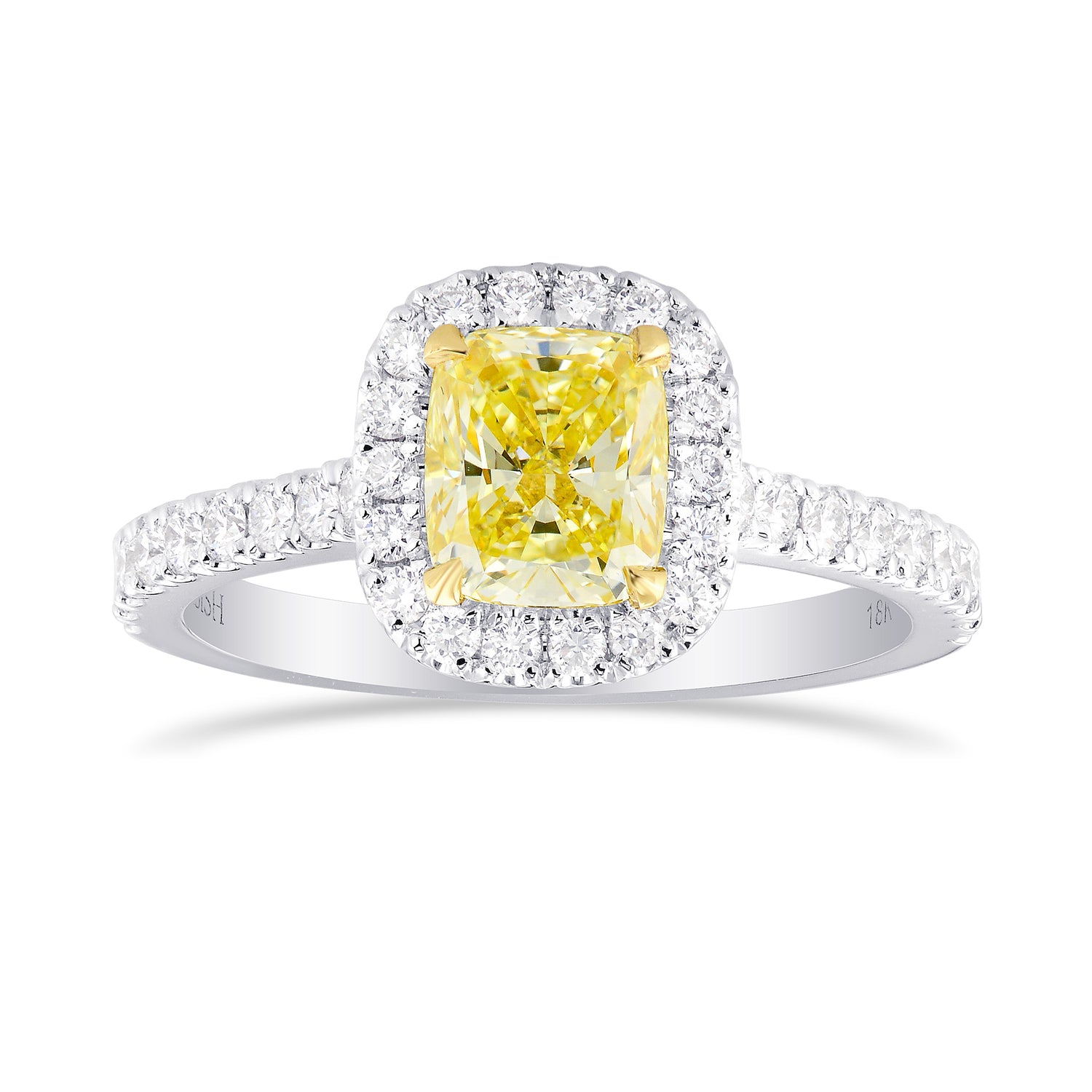 Fancy Yellow Cushion Diamond Halo Ring