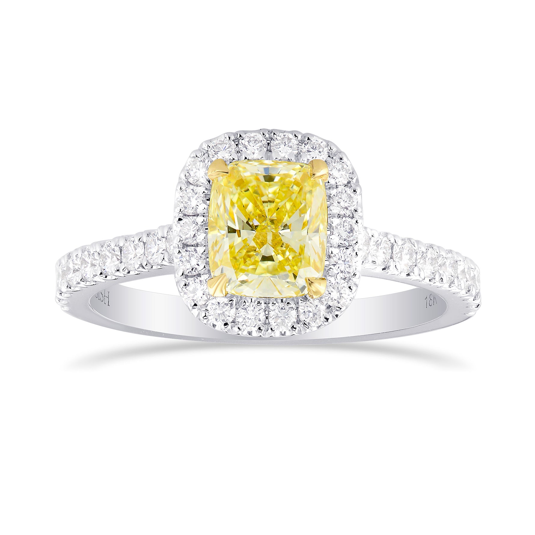 Fancy Yellow Cushion Diamond Halo Ring