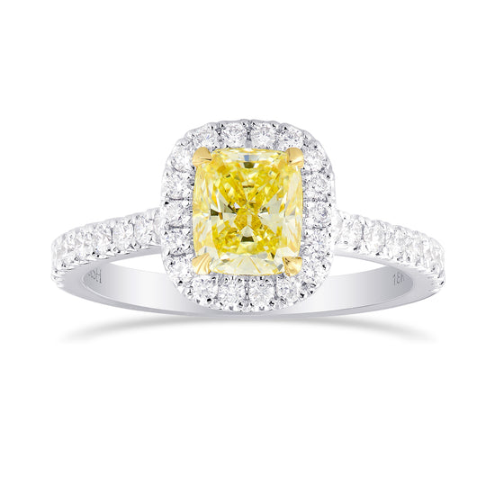 Fancy Yellow Cushion Diamond Halo Ring