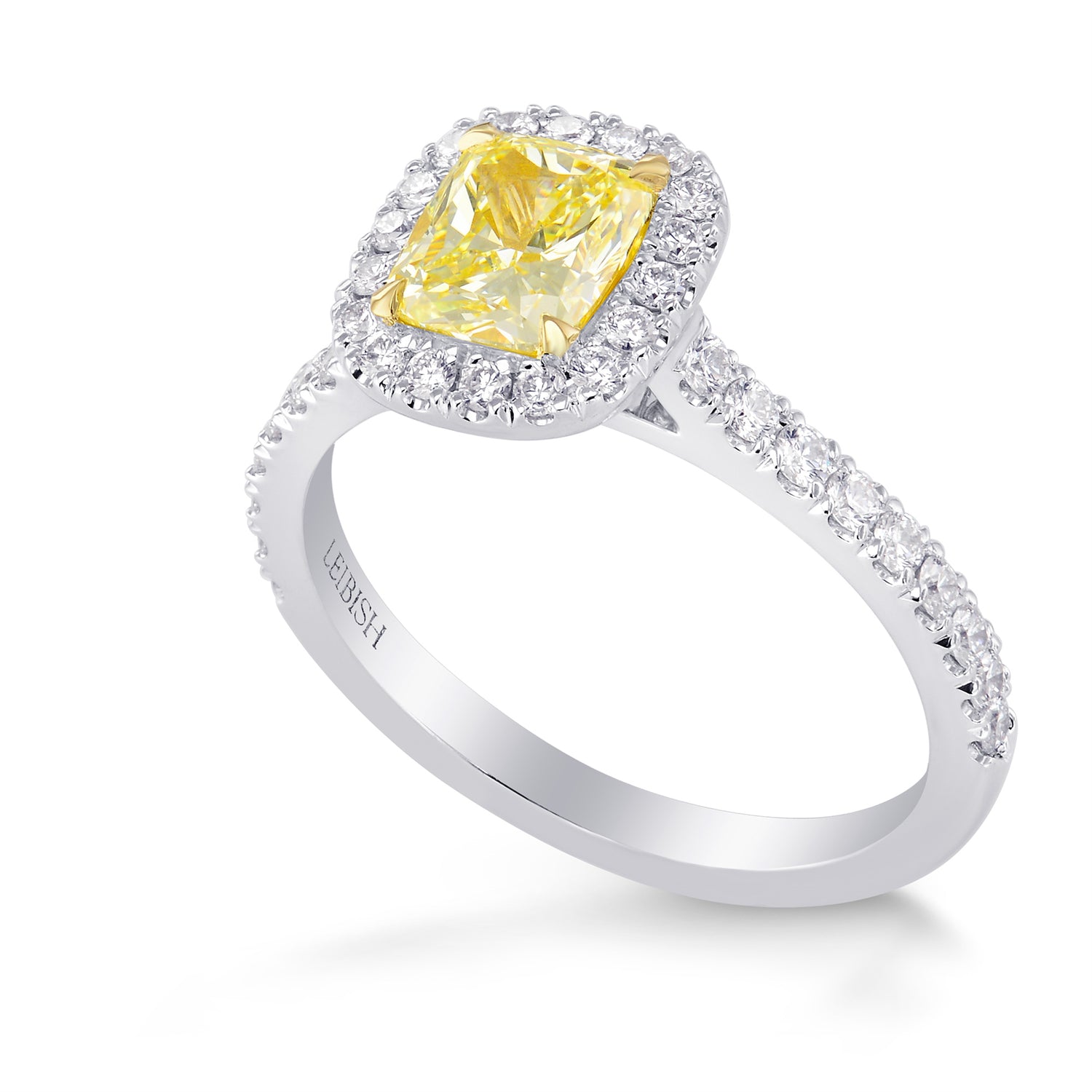 Fancy Yellow Cushion Diamond Halo Ring