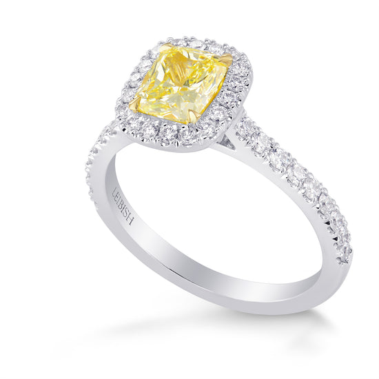 Fancy Yellow Cushion Diamond Halo Ring
