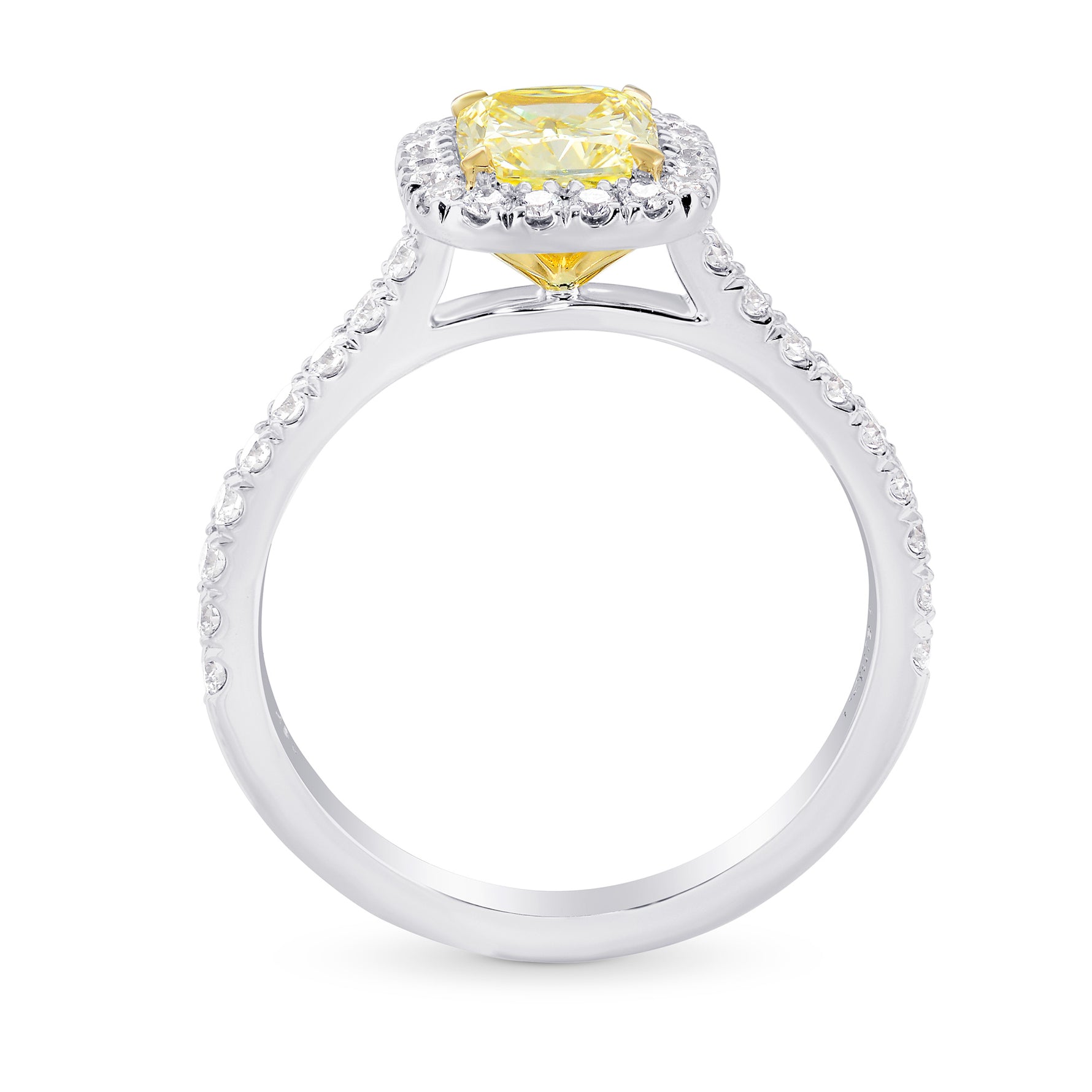 Fancy Yellow Cushion Diamond Halo Ring