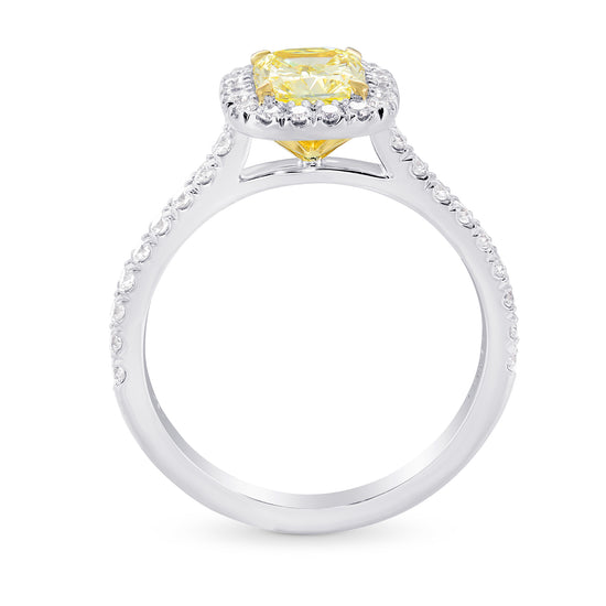 Fancy Yellow Cushion Diamond Halo Ring