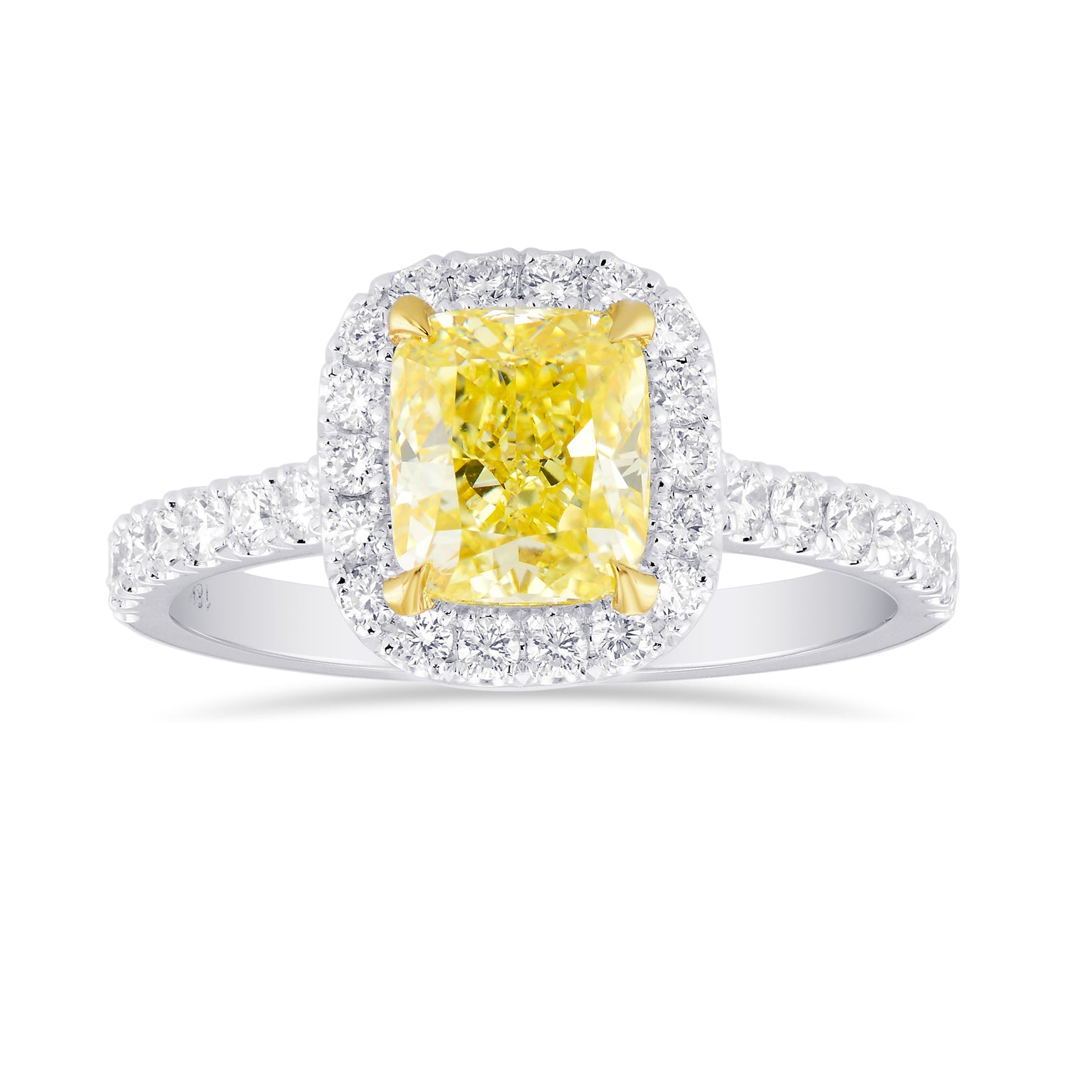 Fancy Yellow Cushion Diamond Halo Ring