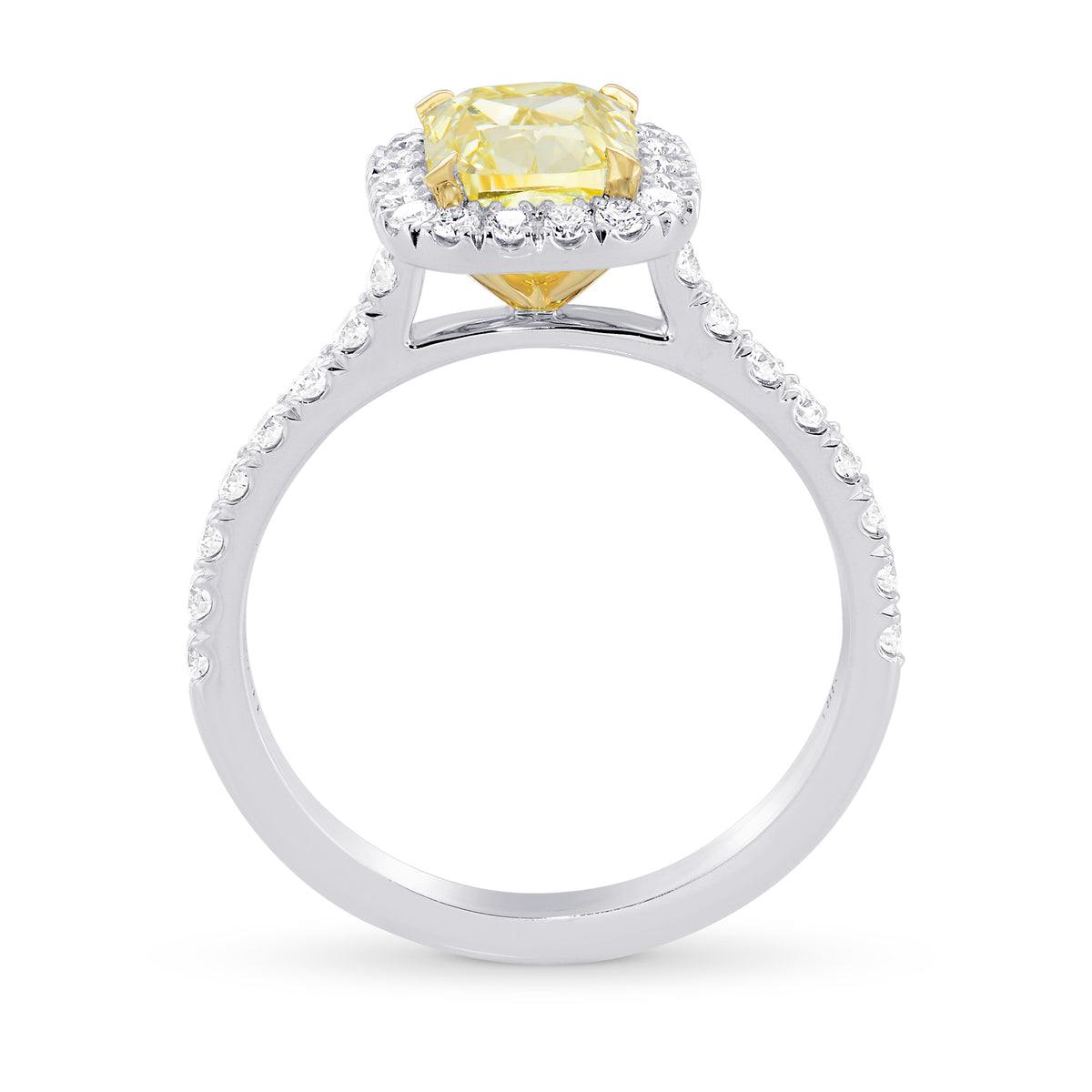 Fancy Yellow Cushion Diamond Halo Ring