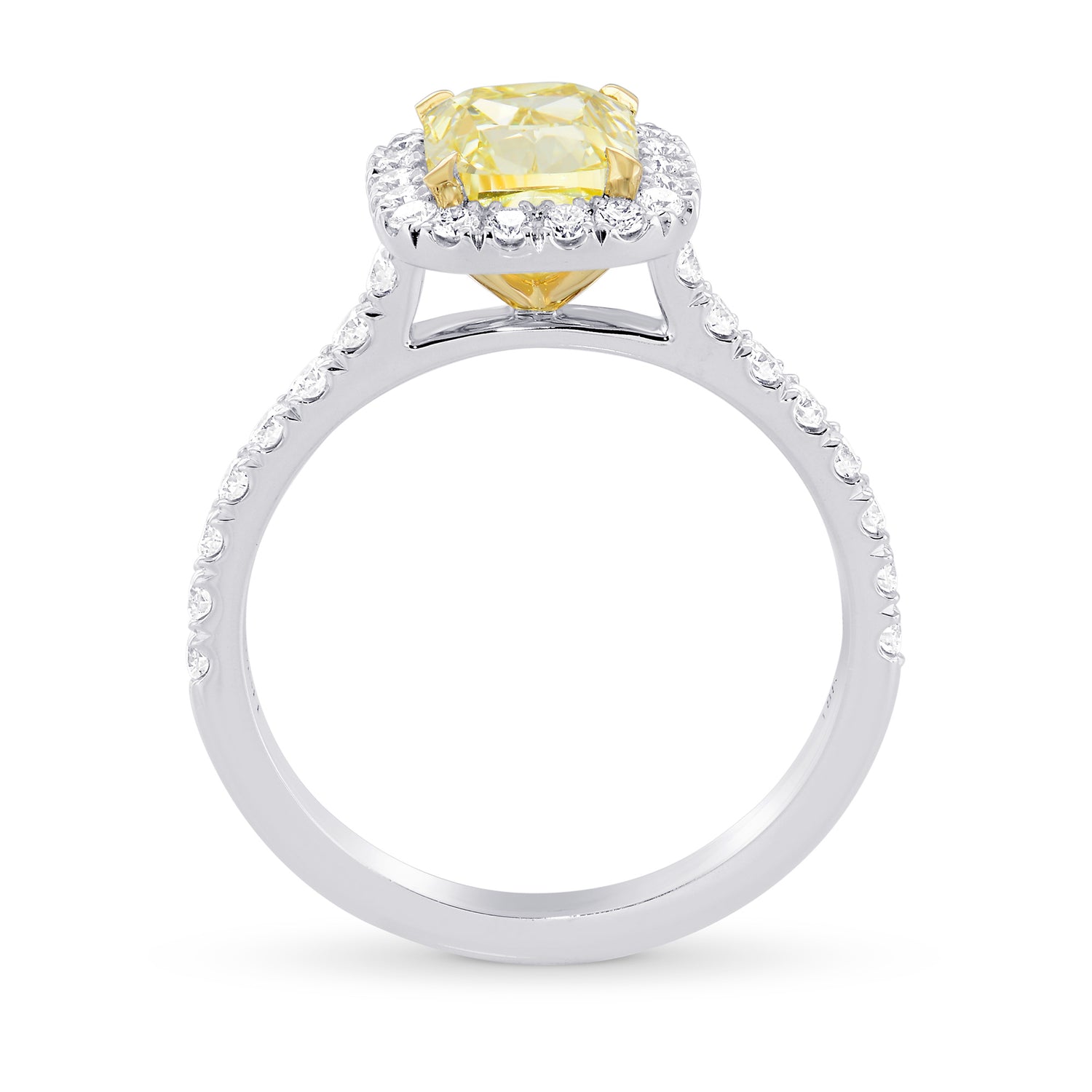 Fancy Yellow Cushion Diamond Halo Ring