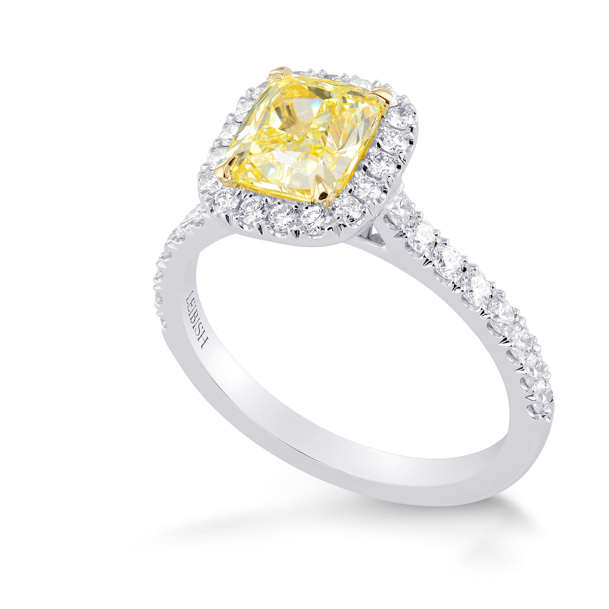 Fancy Yellow Cushion Diamond Halo Ring