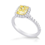 Fancy Yellow Cushion Diamond Halo Ring