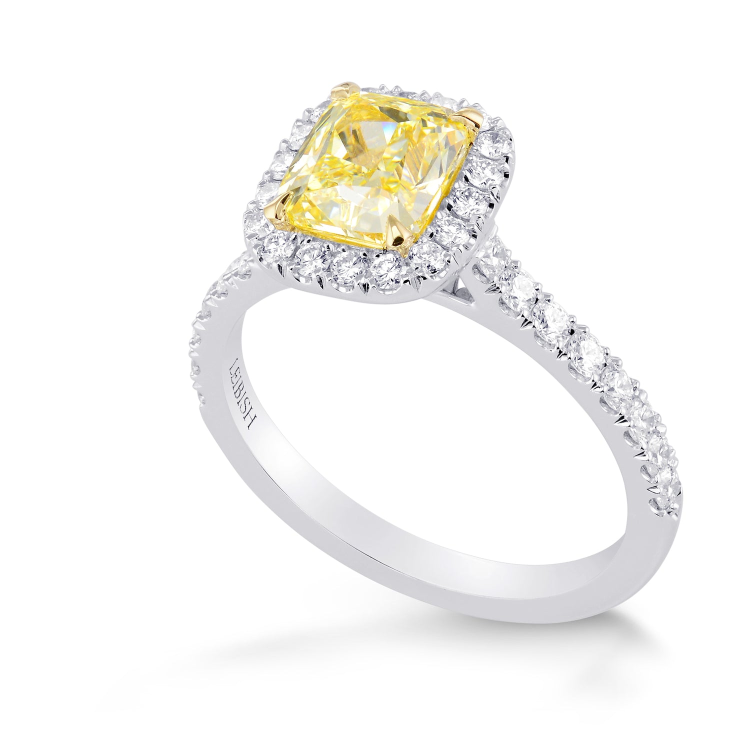 Fancy Yellow Cushion Diamond Halo Ring