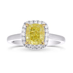 Fancy Yellow Cushion Diamond Halo Ring