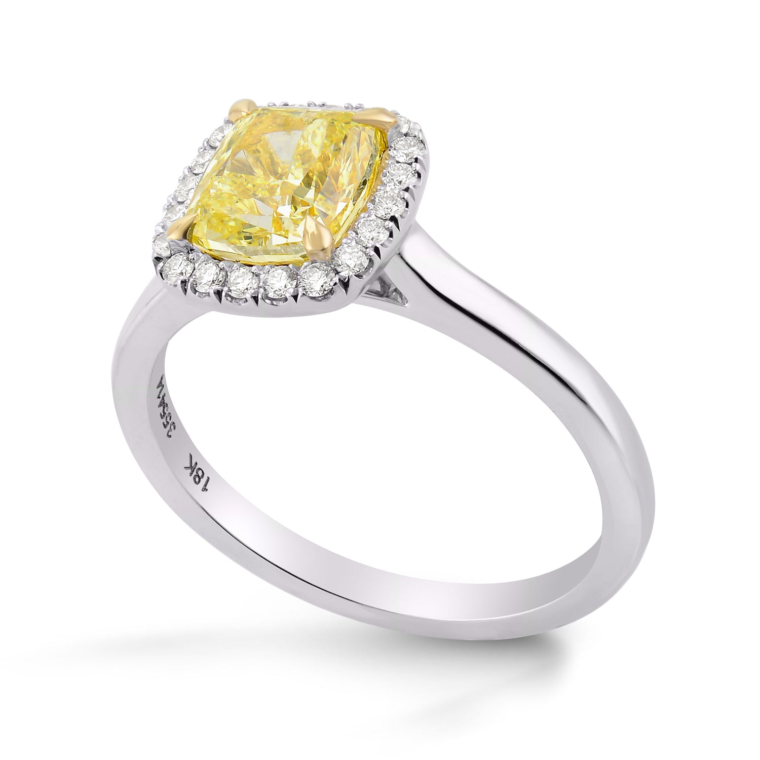 Fancy Yellow Cushion Diamond Halo Ring