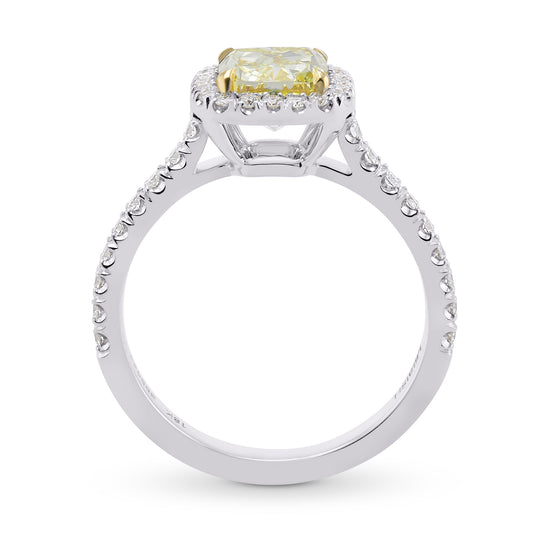 Fancy Light Yellow Cushion Halo Diamond Ring