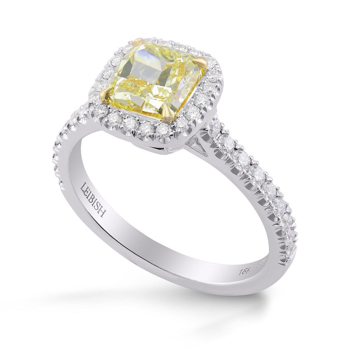 Fancy Light Yellow Cushion Halo Diamond Ring